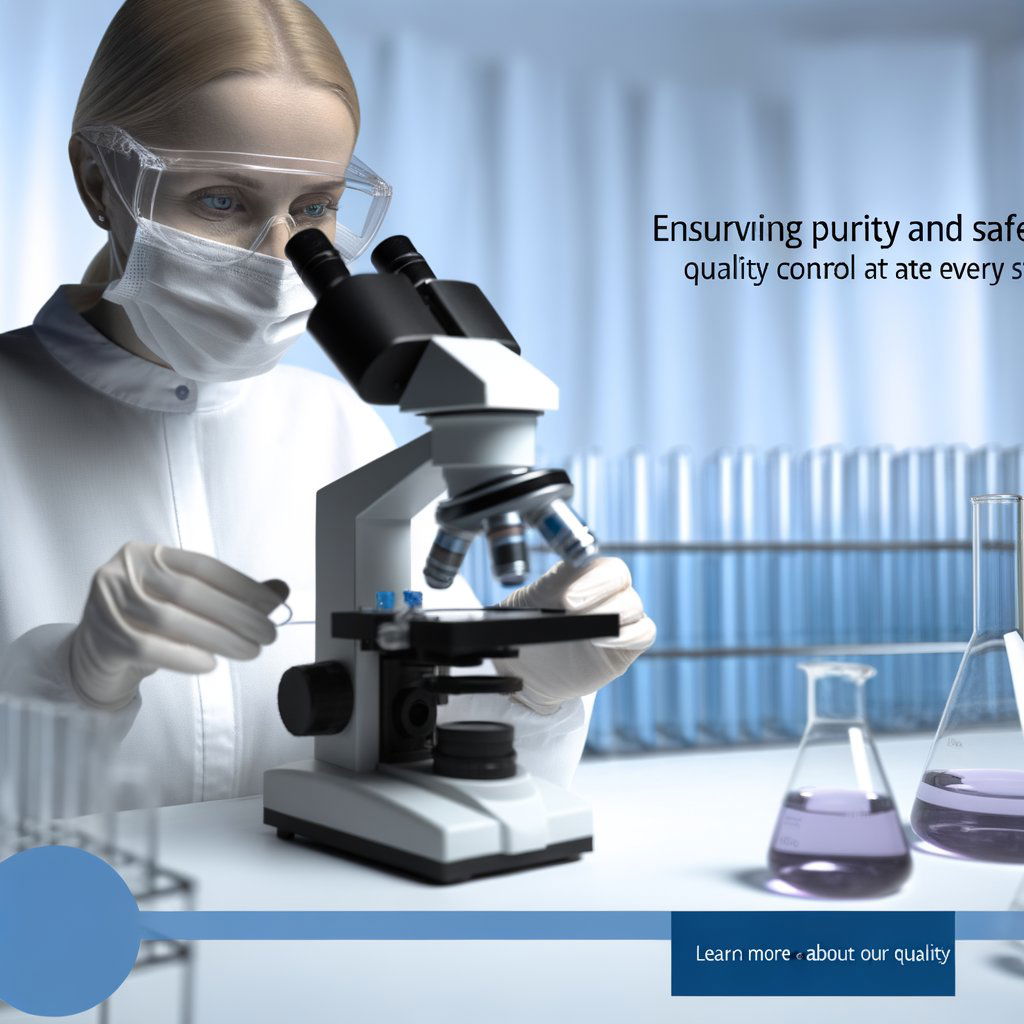 A close-up image of a lab technician carefully inspecting a sample of sanitary napkin raw materials under a microscope. The image highlights the importance of meticulous quality control in the manufacturing process of feminine hygiene products.